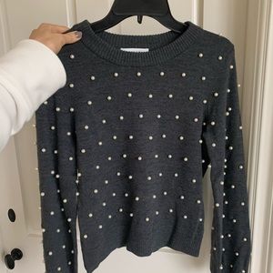 Milly Grey Cashmere Sweater with Pearls